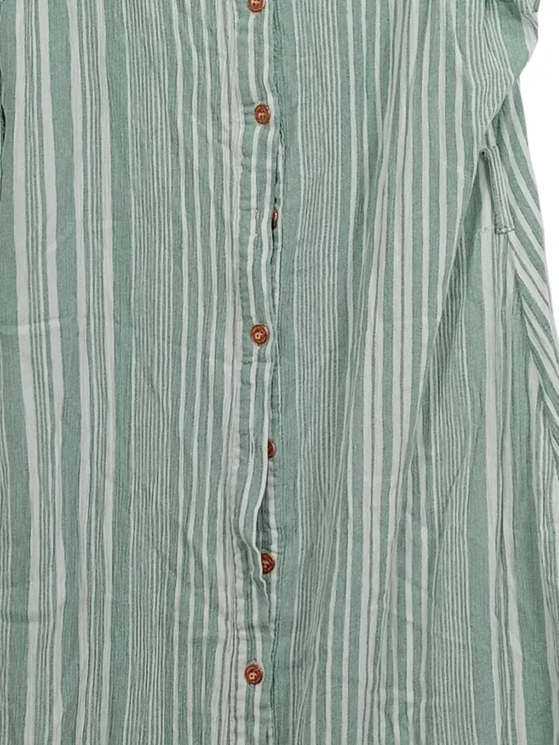 AIKI KEYLOOK Damen Sommerkleid Gr. S Grün Gestreift Knopfleiste Midi 2