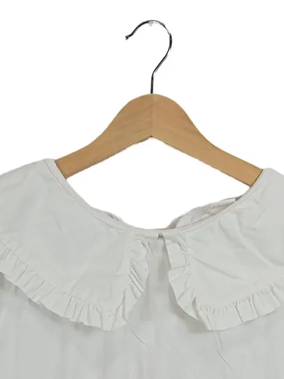 Kauf Dich Glücklich Shirt Rüschenkragen Damen Gr. 38 Weiß Kurzarm