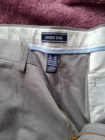 LANDS' END Herren Chino Stoffhose Grau Gr. 52 W40 Baumwolle