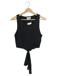 a lot less Damen Crop Top Tanktop Knoten Rippstrick Schwarz Gr. 38 M 1