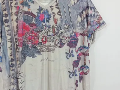 BLIND DATE Damen T-Shirt Gr. 38;M Mehrfarbig Modern Blumenmuster