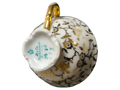 Z & Co Tirschenreuth 2514 Tasse Untertasse Gold Blumen Porzellan 4cm