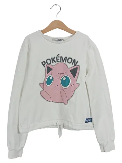 Pokémon Pullover Pummeluff Jigglypuff Mädchen Sweatshirt Weiß Glitzer Gr.