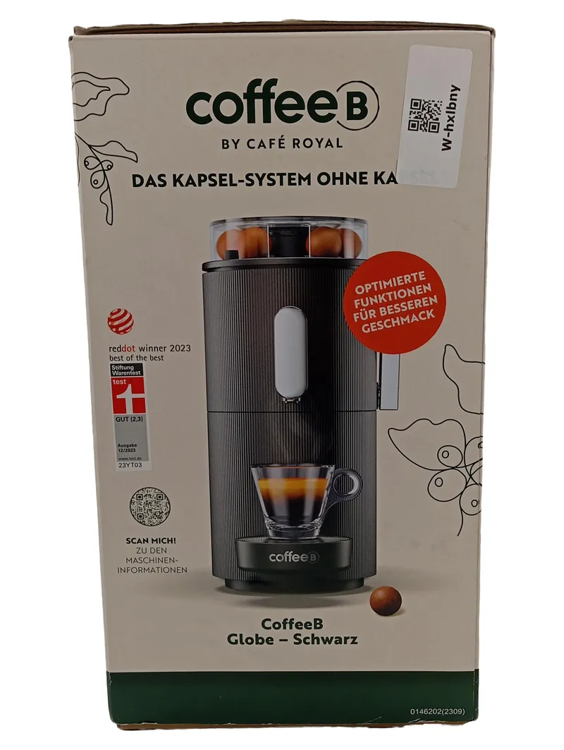 CoffeeB Globe Kaffeemaschine Schwarz 19 Bar Kapsellos Kompostierbar 3