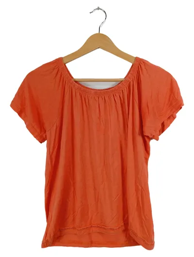 Esprit Damen T-Shirt Gr. XS Orange Kurzarm Baumwolle Casual