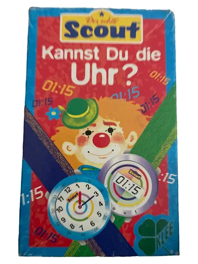 Scout Kannst Du die Uhr? Lernspiel Uhrzeit lernen Kinder ab 4 Jahre Clown