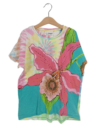 Desigual Mädchen T-Shirt Gr. 134/140 Blumenprint Batik Mehrfarbig