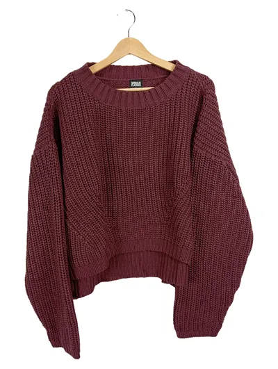 Urban Classics Damen Strickpullover Gr. 42/XL Bordeaux Cropped Oversized