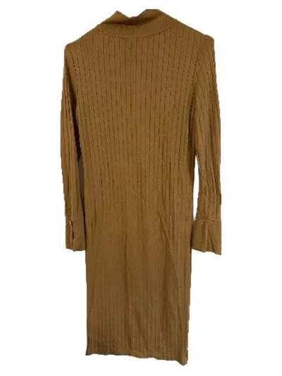 VERO MODA Strickkleid Damen Gr. 36 Beige Rollkragen Rippstrick Langarm