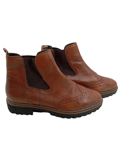 Tamaris Chelsea Boots Damen Gr. 39 Braun Leder Stiefelette Budapester