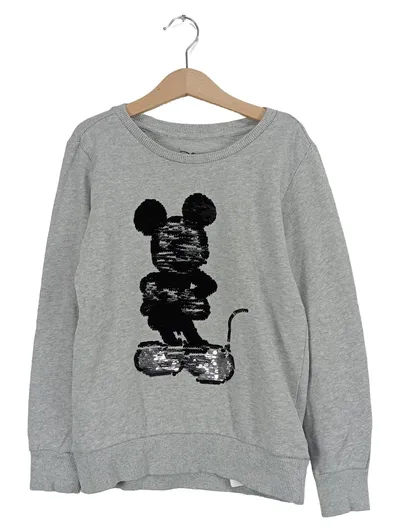 Disney Mickey Maus Pullover Kinder Sweatshirt Wende-Pailletten Grau Gr. 134/140