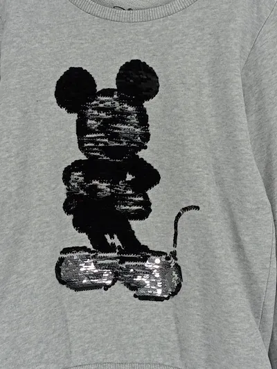 Disney Mickey Maus Pullover Kinder Sweatshirt Wende-Pailletten Grau Gr. 134/140