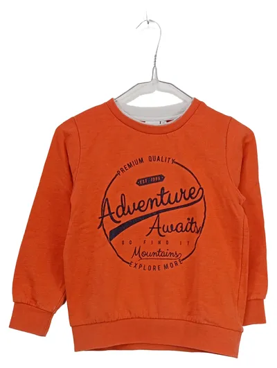 NAME IT Kinder Pullover Sweatshirt Gr. 122/128 Orange Adventure Awaits Baumwolle