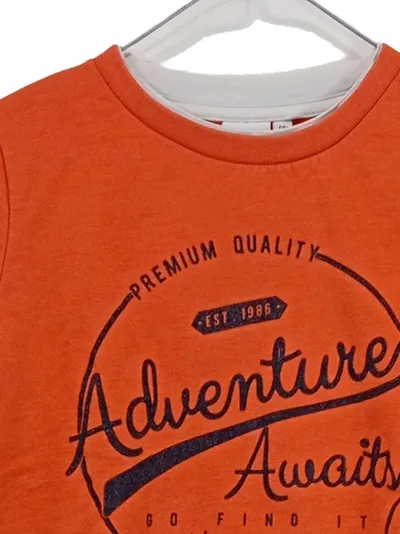NAME IT Kinder Pullover Sweatshirt Gr. 122/128 Orange Adventure Awaits Baumwolle