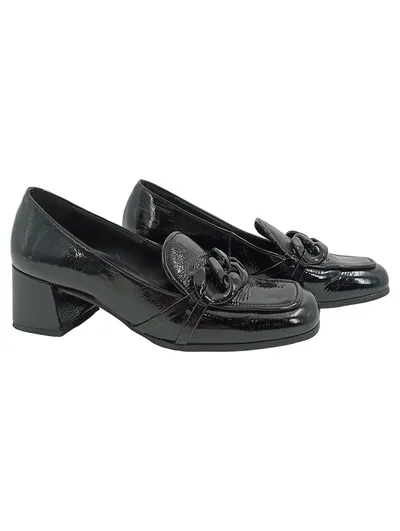 Högl Damen Loafer Lackleder Schwarz Kette Slipper Gr. 36 elegant