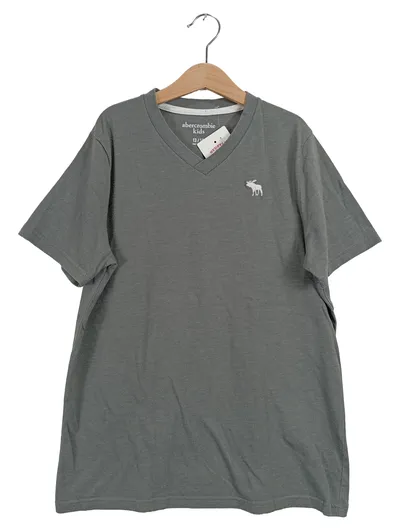 Abercrombie Kids T-Shirt Jungen Gr. 158 13/14 Jahre Grau V-Ausschnitt Logo