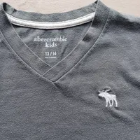 Abercrombie Kids T-Shirt Jungen Gr. 158 13/14 Jahre Grau V-Ausschnitt Logo 2