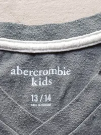 Abercrombie Kids T-Shirt Jungen Gr. 158 13/14 Jahre Grau V-Ausschnitt Logo 3