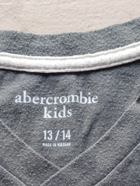 Abercrombie Kids T-Shirt Jungen Gr. 158 13/14 Jahre Grau V-Ausschnitt Logo 3