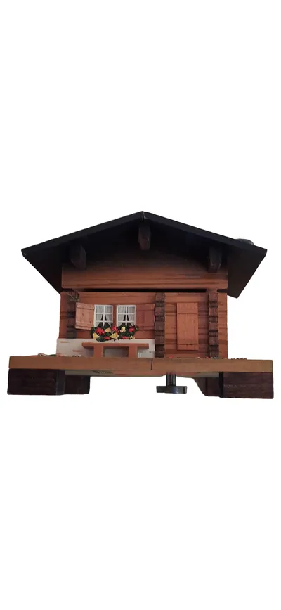 Reuge Chalet Spieluhr Holz Traditionell Braun Blumen 7cm