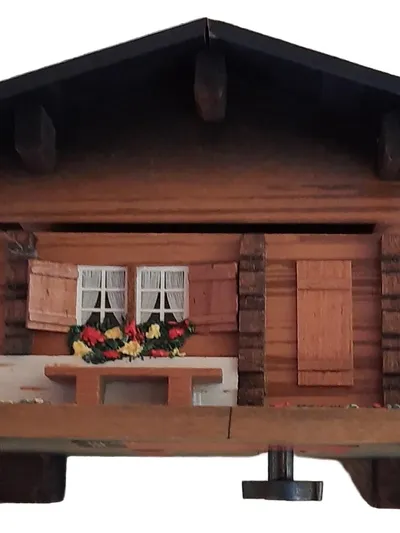 Reuge Chalet Spieluhr Holz Traditionell Braun Blumen 7cm
