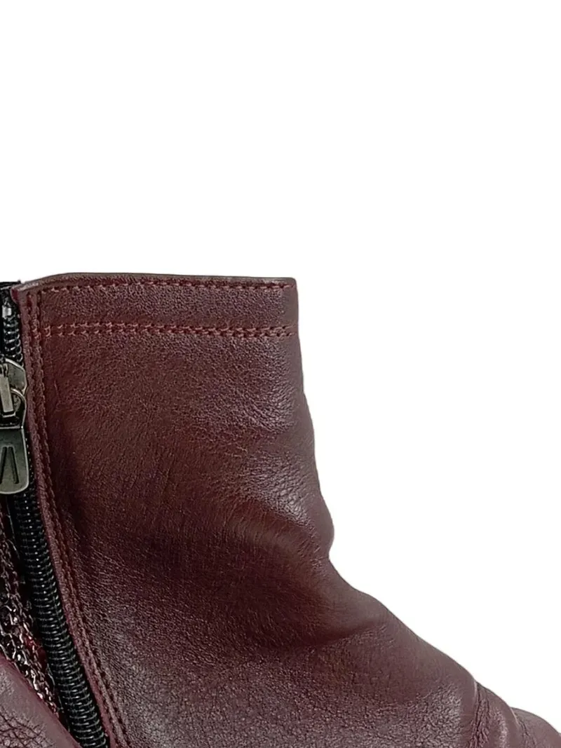 ALPINA Damen Stiefeletten Gr. 39 Bordeaux Leder Schlangenmuster Absatz 2