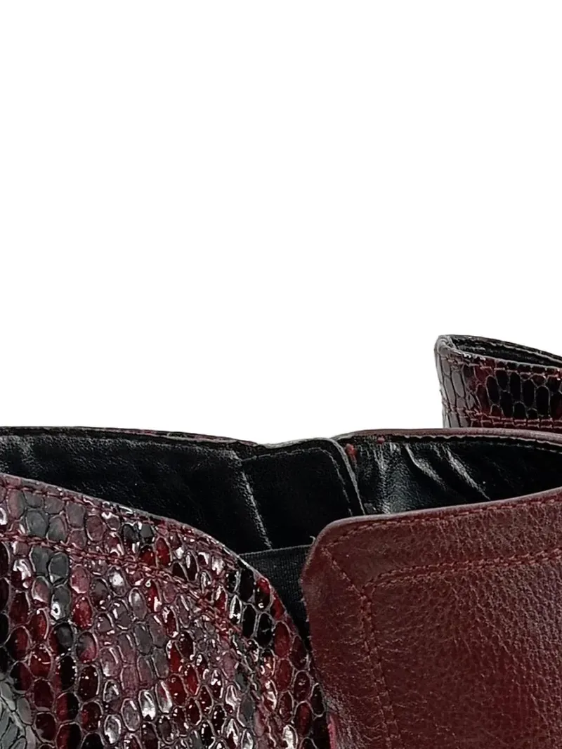 ALPINA Damen Stiefeletten Gr. 39 Bordeaux Leder Schlangenmuster Absatz 3