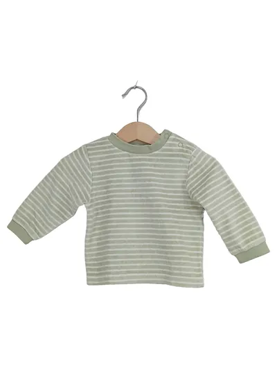 Baby Club Langarmshirt Gr. 68 grün weiß gestreift Nicki Velour