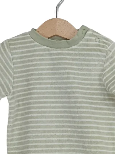 Baby Club Langarmshirt Gr. 68 grün weiß gestreift Nicki Velour