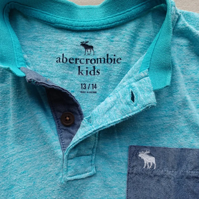 Abercrombie Kids Henley Shirt Türkis Gr. 13-14/164 Brusttasche 4