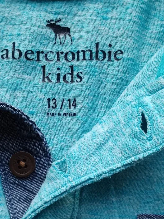 Abercrombie Kids Henley Shirt Türkis Gr. 13-14/164 Brusttasche 5