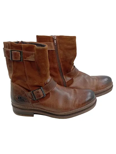 Dockers by Gerli Biker Stiefel Damen Gr. 40 Braun Leder Vintage