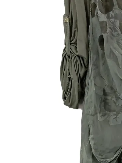 ZABAIONE Damen Langarmshirt Blumenmuster Oliv Gr. S/M Viskose