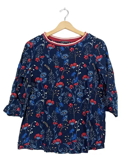 Marc O'Polo Damen Top Blumenmuster Blau Rot Gr. 36/S 3/4-Arm