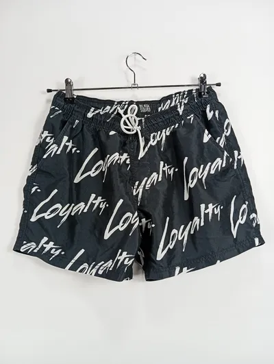 Black Squad Herren Badeshorts S Schwarz Streetwear mit Loyalty Schriftzug