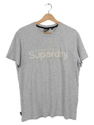 Superdry Herren T-Shirt Grau XL Logo-Print Casual Kurzarm