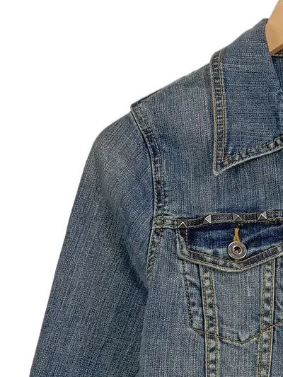 BLAUMAX Damen Jeansjacke Gr. 38/M Blau Casual Nieten Fransen