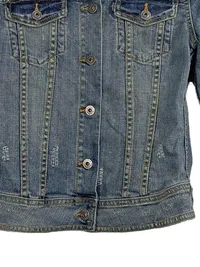 BLAUMAX Damen Jeansjacke Gr. 38/M Blau Casual Nieten Fransen 3