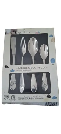 Crofton Kinderbesteck 4-tlg Edelstahl Set Silber Spülmaschinenfest 1