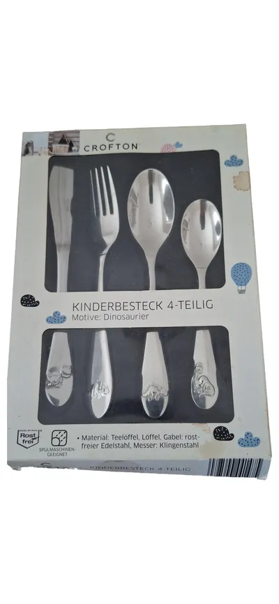 Crofton Kinderbesteck 4-tlg Edelstahl Set Silber Spülmaschinenfest