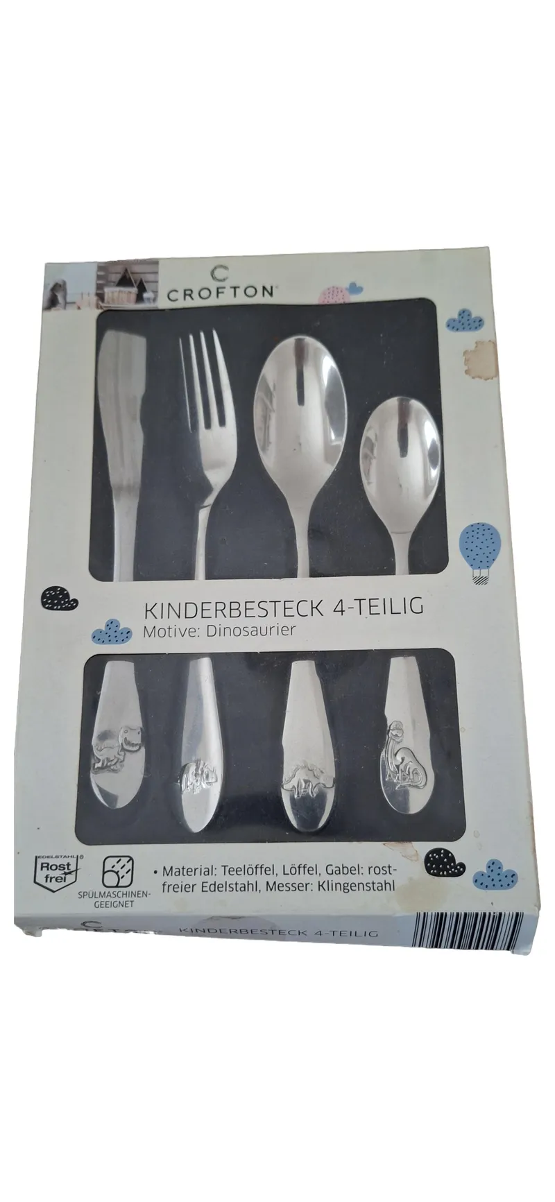 Crofton Kinderbesteck 4-tlg Edelstahl Set Silber Spülmaschinenfest 1
