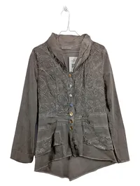 Elisa Cavaletti Damen Leichte Jacke Gr. L/42 Grau Stickerei Baumwolle 1