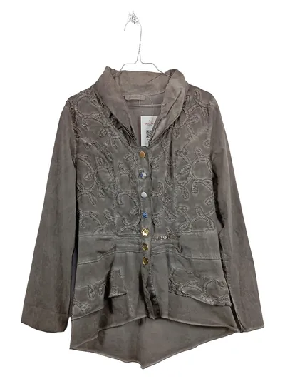Elisa Cavaletti Damen Leichte Jacke Gr. L/42 Grau Stickerei Baumwolle
