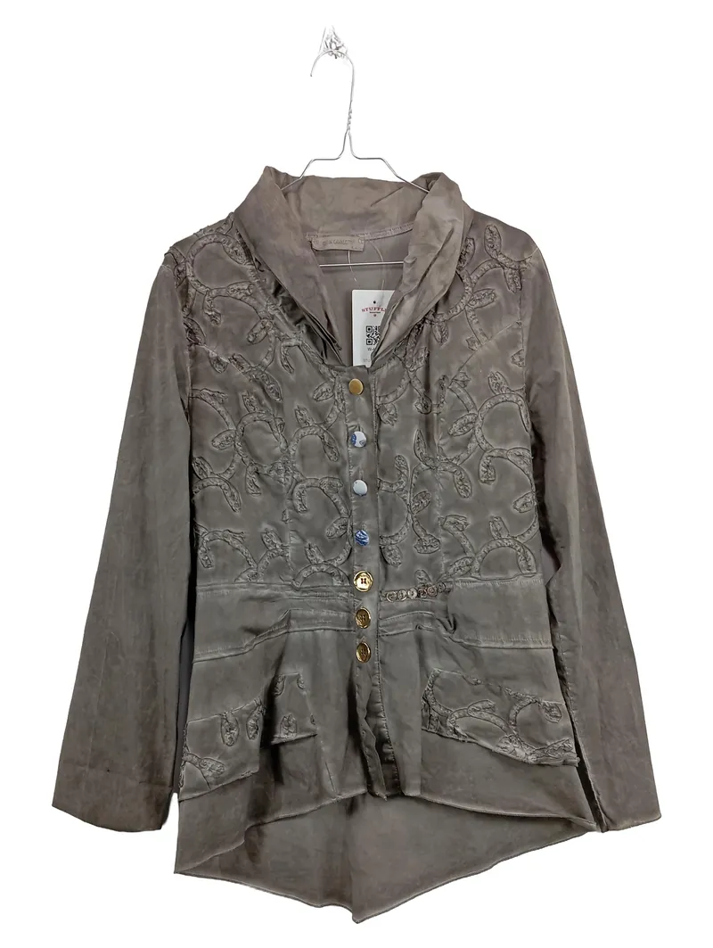 Elisa Cavaletti Damen Leichte Jacke Gr. L/42 Grau Stickerei Baumwolle 1