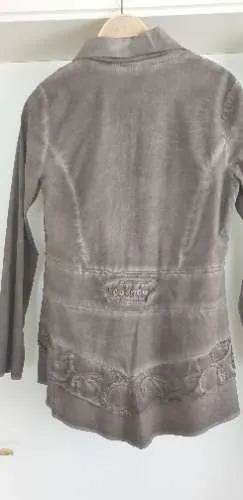 Elisa Cavaletti Damen Leichte Jacke Gr. L/42 Grau Stickerei Baumwolle