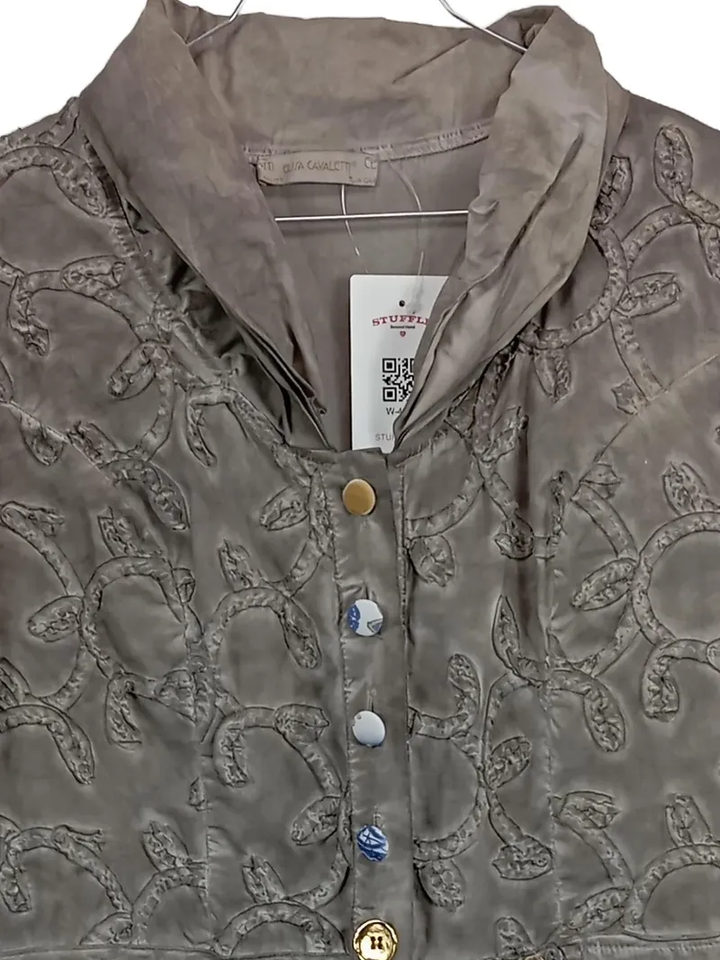 Elisa Cavaletti Damen Leichte Jacke Gr. L/42 Grau Stickerei Baumwolle 3