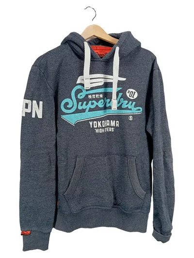 Superdry Hoodie Herren Kapuzenpullover Yokohama High Flyers Gr. 46/S Blau Logo