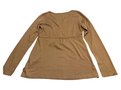 Mexx Damen Langarmshirt Baumwolle Gr. 36/S Braun Casual Stickerei