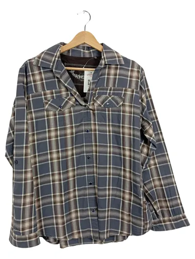 STOOKER Casual Moods Damen Karohemd Bluse Gr. 46 Grau Braun Baumwolle