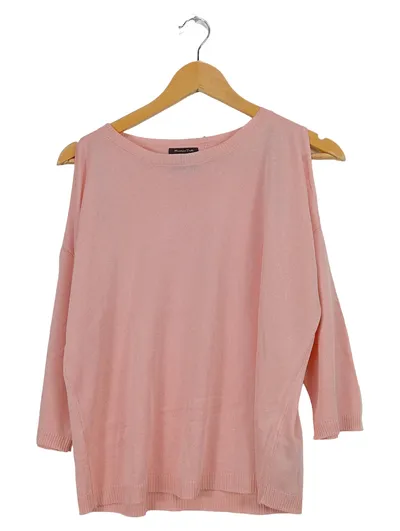 Massimo Dutti Damen Pullover Rosa Gr. S Cold-Shoulder Strick